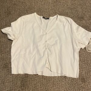 White brandy short sleeve button down